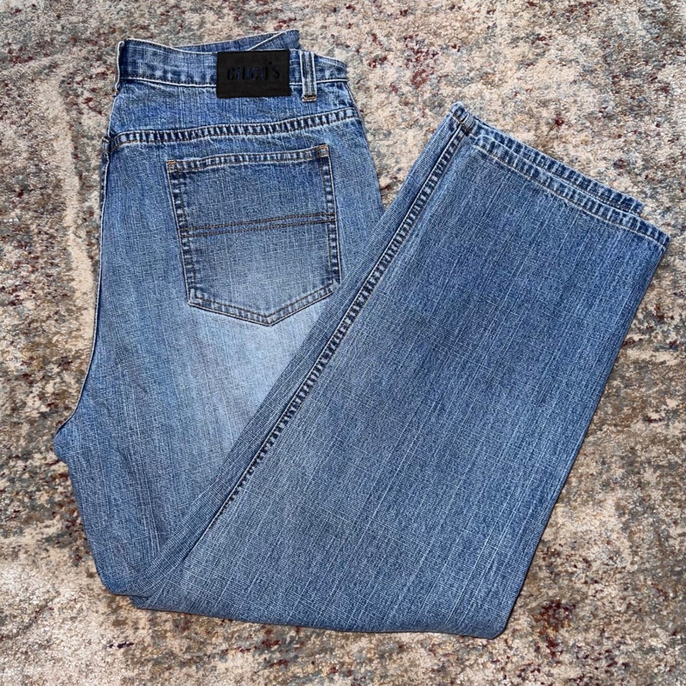 Chicos Denim Womens Size 2 Medium Wash Straight Leg Stretch Jeans High Rise